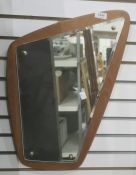 Vintage wall mirror of asymmetric design with bevel glass plate, approx. 39cm wide