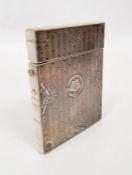 A 19th century silver and mother of pearl mounted card case, silver mounted front engine turned