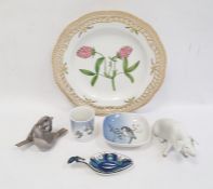 Royal Copenhagen porcelain plate painted with 'Trifolium Alpestre', having shaped gilt and pierced