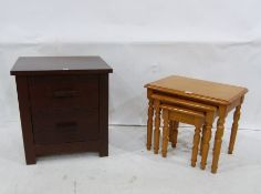 Modern bedside chest of two drawers and pine nest of three tables (2)
