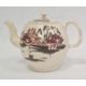 18th century English creamware teapot, the bulbous body with chinoiserie lakeside landscape in - Image 1 of 10