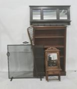 Edwardian hall wall mirror, the three mirrored panels with shelf and coat hooks beneath, 99cm