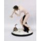 Royal Dux tinted bisque and glazed porcelain figure of a semi-nude snake charmer, on oval base, 23. - Image 1 of 6