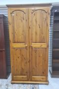 20th century pine two-door wardrobe