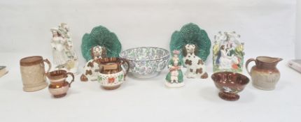 Collection of Staffordshire pottery, circa 1850 and later, including a figure of a musical Turk, a