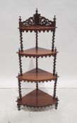 19th century walnut four-tier corner whatnot on barleytwist supports, 122cm high  Condition