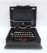Corona black metal typewriter inscribed L C Smith & Corona Typewriters Ltd, Aldwych, London in