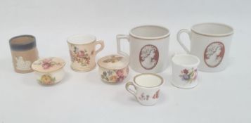 Collection of English and continental porcelain miniature mugs comprising a pair of Ginori mugs