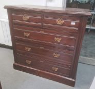 Late 19th/early 20th century mahogany chest of two short over three long drawers, on plinth base,