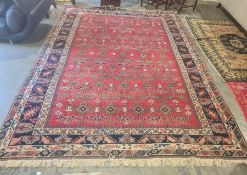 Eastern rug allover decoration in stepped border, 372cm x 273cm