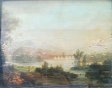 Continental school (19th century) Oil on board Pastoral scene, unsigned labelled indistinctly to