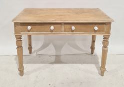 Victorian washstand in pine with two drawers, on turned legs and peg feet, 107cm x 70cm Condition
