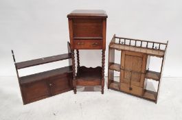 20th century oak workbox and two hanging shelving units (3)