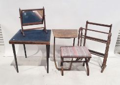 Dressing table mirror, a card table, a further table, two towel racks and a low stool (6)