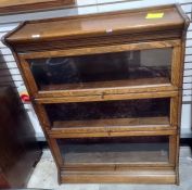 Early 20th century Globe Wernicke style oak three sectional bookcase, 87cm wide x 112.5cm talll
