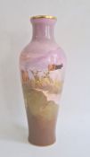 Royal Doulton vase of slender oviform, painted with highland cattle in landscape, within gilt