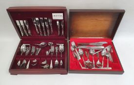 Cased Oneida canteen for 8 covers, another Oneida cased canteen with rose decoration and other