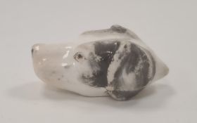 19th century English porcelain miniature dog’s head whistle, enriched in black and brown enamel, 5.