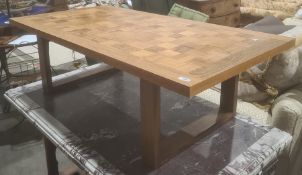 Mid-century Cado Danish coffee table, rectangular,  chequer inlay of various woods, the top 130 x