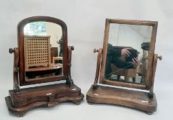 19th century mahogany swing mirror on serpentine-fronted base together with one further (2)