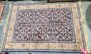 Blue ground Kashmiri allover design rug, 170cm x 118cm