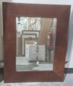 Rectangular mirror in faux-crocodile skin frame, 100cm x 80cm