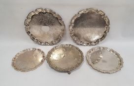 Quantity of silver plated trays, salvers and a quantity of knife rests, etc.