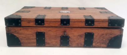 Oak and iron bound box, 52.5cm x 13cm