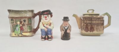Royal Doulton 'Old Curiosity Shop' pattern jug, 14cm high, a 'Night Watchman' teapot and cover, a