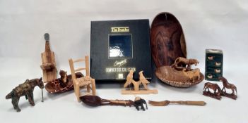 Quantity of treen items, part collection of Beatles CD's and artist's materials