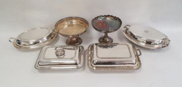 Quantity of silver plate including entree dishes and covers, comports, mugs, etc.