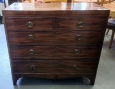 19th century mahogany chest of two short over three long drawers, 98cm x 92cm