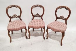 Set of three 19th century bedroom chairs with carved backs to cabriole front legs (3)