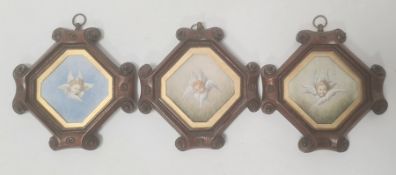 ARB after Joshua Reynolds Trio of miniature watercolours  Three cherubs, dated 1881 5.5 x 6cm
