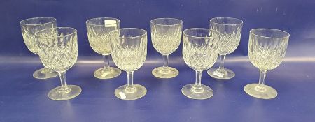 Set of eight Webb cut glass goblets, slice and cross-cut diamond patterned, six punch glasses, an