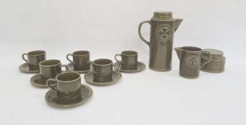 Jon Anton ironstone Agincourt pattern part coffee service, circa 1960's/70's, printed marks, moulded