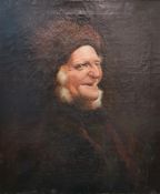 British school (19th century) Oil on canvas Half-length portrait of an old man, 60cm x 49cm