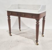 Late 19th century marble topped washstand, three-quarter gallery above the rectangular top with