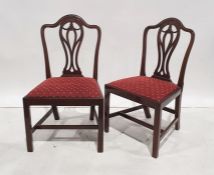 Set of six 20th century reproduction Hepplewhite-style mahogany-framed dining chairs and two further