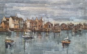 F. J. Dempsey (20th century) Oil on canvas Coastal harbour  Signed lower right 64cm x 100cm