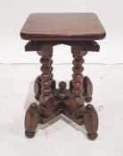 20th century walnut bowfront chest of four drawers, on cabriole legs and an unusual square-seated