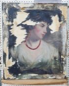 In the manner of Henry Raeburn (1756-1823) Oil on canvas Bust length portrait of a young woman