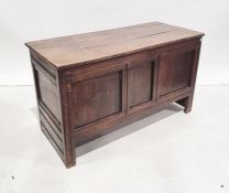 Late 19th/early 20th century oak blanket chest/coffer, the rectangular top above three-panel