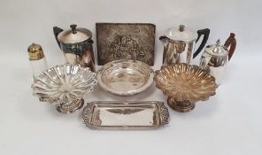 Quantity of silver plate including pair of comports, a photograph frame, bone handled knives, etc.