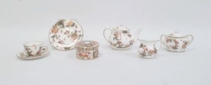 Group of Coalport Imari pattern doll's tea set china comprising two teapots and covers, a milk