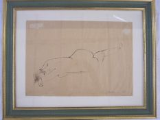 Laila Pullinen (1933-2015) (Finnish) Pen and ink on paper Study of reclining female nude, signed