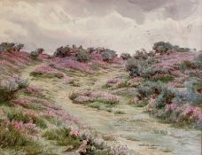 Walter Tyndale (1855/59-1943) Pair watercolour drawings 'On the Christchurch Road' and 'Bell Heather