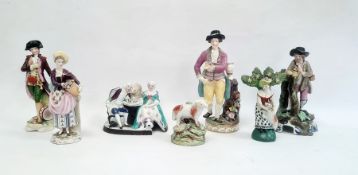 Collection of English and continental pottery and porcelain figures, 19th century and later,