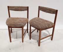 Mid century set of six teak chairs with oatmeal upholstery and matching dining table (7)