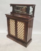 Victorian rosewood chiffonier, the top with three-quarter galleried shelf above mirror back, two